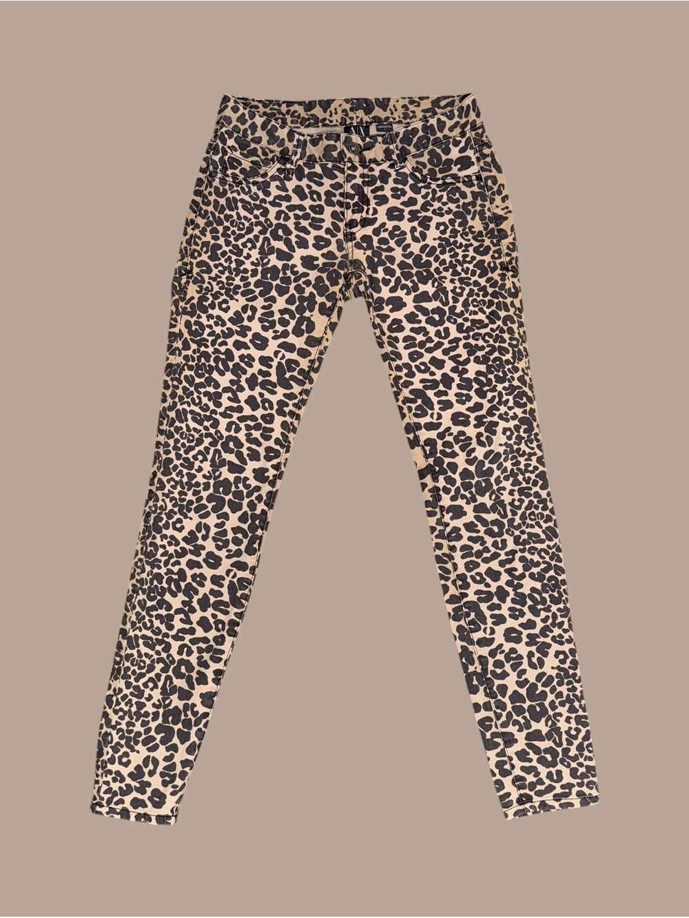 Armani Exchange Leopard-Print Skinny Jeans - Black on Tan